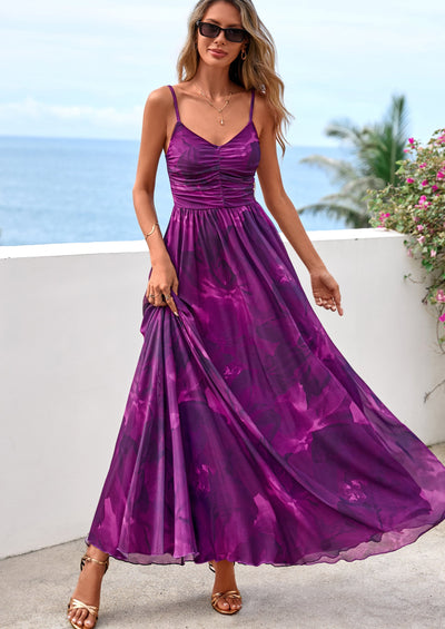 PRETTYGARDEN Women's Floral Maxi Dress Summer Outfits Spaghetti Strap Flowy Long Sundress Beach Vacation Boho Dresses PRETTYGARDEN