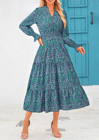 PRETTYGARDEN Women's Floral Maxi Dress Spring Long Sleeve V Neck Casual A Line Long Flowy Boho Party Dresses