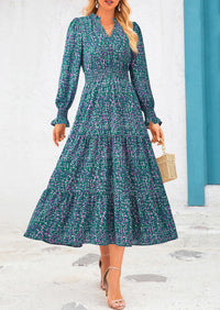 PRETTYGARDEN Women's Floral Maxi Dress Spring Long Sleeve V Neck Casual A Line Long Flowy Boho Party Dresses