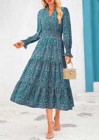 PRETTYGARDEN Women's Floral Maxi Dress Spring Long Sleeve V Neck Casual A Line Long Flowy Boho Party Dresses