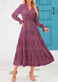 PRETTYGARDEN Women's Floral Maxi Dress Spring Long Sleeve V Neck Casual A Line Long Flowy Boho Party Dresses