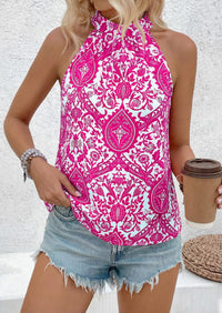 PRETTYGARDEN Halter Tops for Women Summer High Neck Boho Tank Top Sleeveless Beach Vacation Clothes Casual Blouse Shirts PRETTYGARDEN