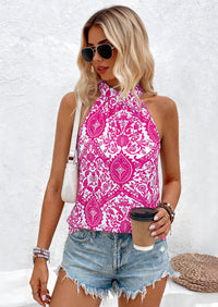 PRETTYGARDEN Halter Tops for Women Summer High Neck Boho Tank Top Sleeveless Beach Vacation Clothes Casual Blouse Shirts PRETTYGARDEN