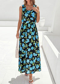 PRETTYGARDEN Womens Summer Floral Maxi Dresses Spring Sleeveless Cowl Neck Flowy Beach Vacation Wedding Guest Long Dress