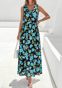 PRETTYGARDEN Womens Summer Floral Maxi Dresses Spring Sleeveless Cowl Neck Flowy Beach Vacation Wedding Guest Long Dress