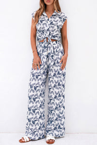 PRETTYGARDEN 2 Piece Sets For Women Summer Striped Button Down Tie Front Crop Tops Wide Leg Pants Floral Lounge Set 2026 PRETTYGARDEN