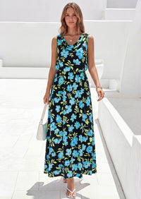 PRETTYGARDEN Womens Summer Floral Maxi Dresses Spring Sleeveless Cowl Neck Flowy Beach Vacation Wedding Guest Long Dress