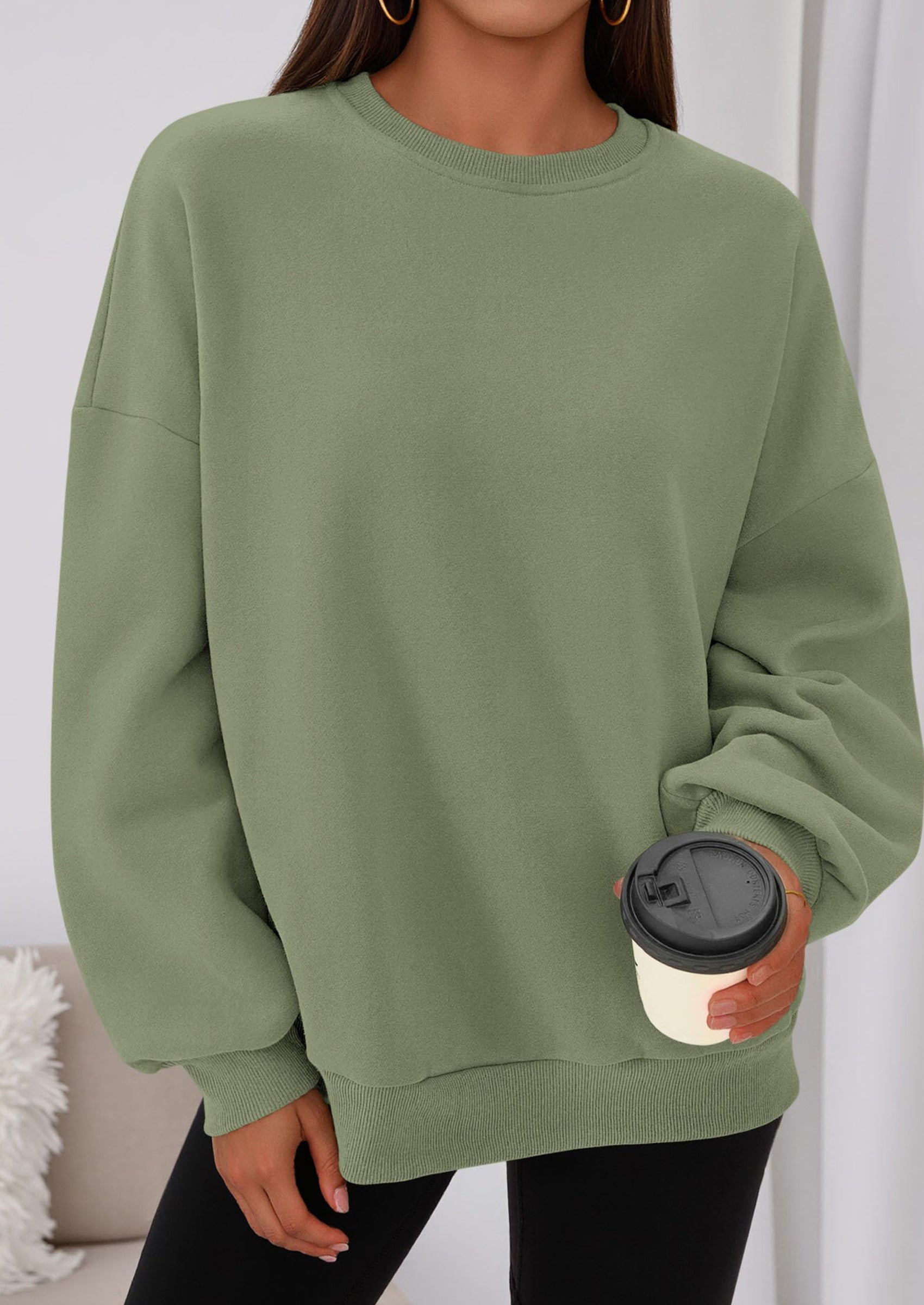 PRETTYGARDEN Sweatshirts for Women Oversized Crewneck Fleece Pullover Long Sleeve Tops Comfy Fall Winter Fashion Outfits