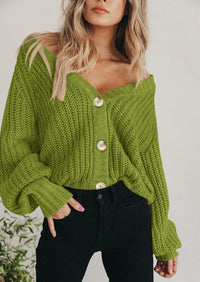 PRETTYGARDEN Women's Chunky Knit Open Front Sweater Long Sleeve Button Loose Short Cardigan Outerwear Coats