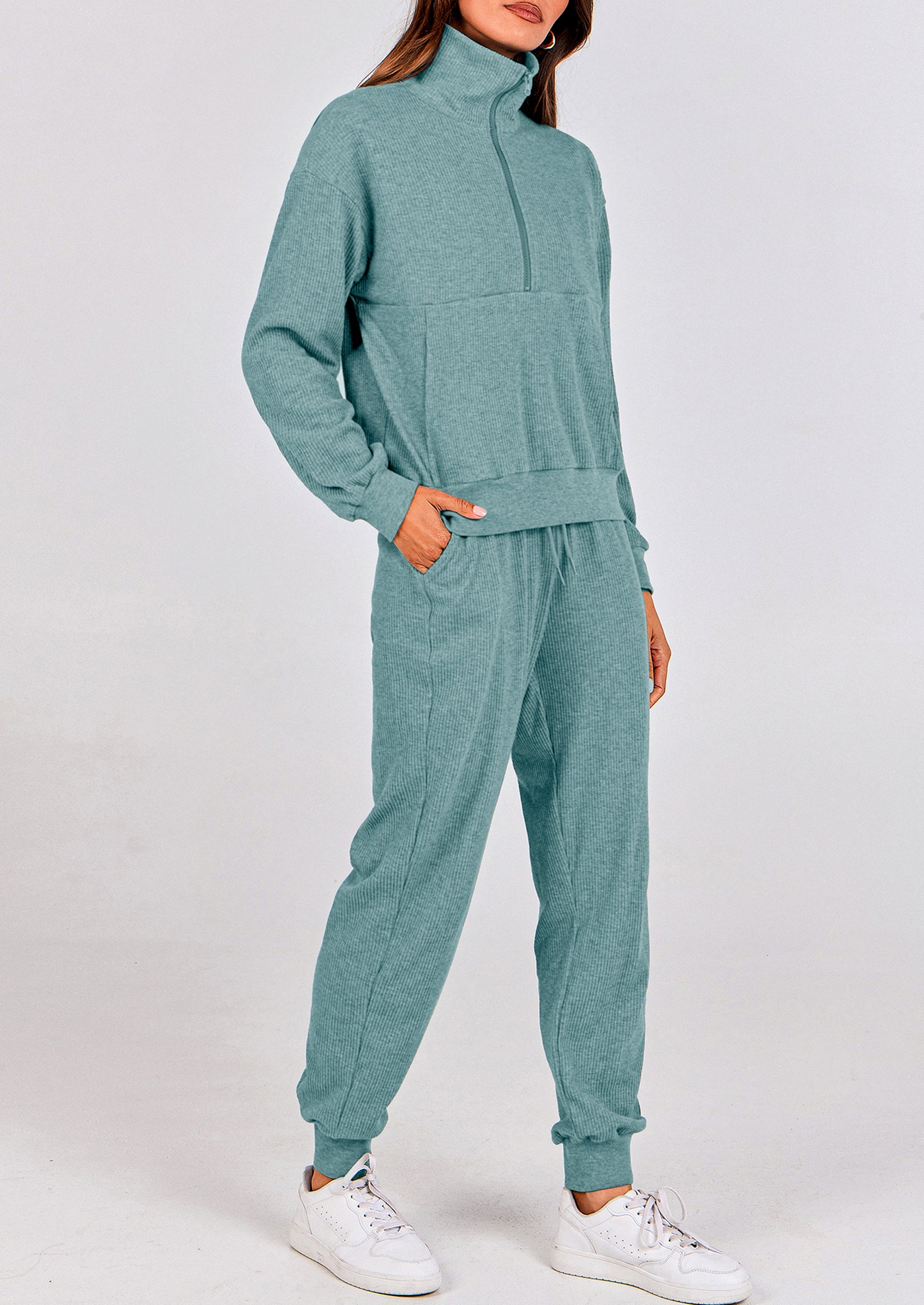 PRETTYGARDEN Women's Fall 2 Piece Lounge Sets Zip Up Sweatshirt Jogger Pants Sweat Track Suits Travel Outfit Winter Clothing