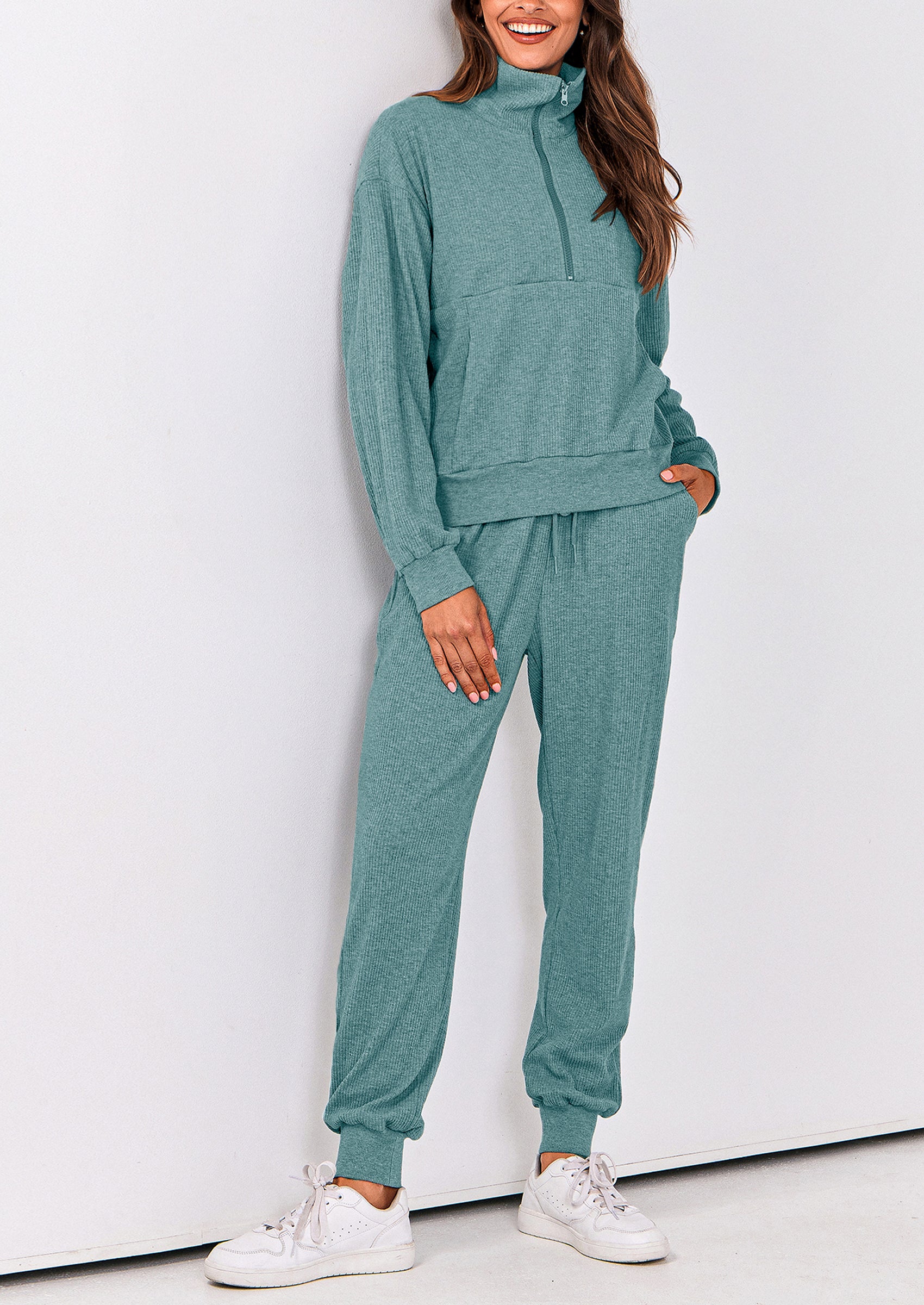 PRETTYGARDEN Women's Fall 2 Piece Lounge Sets Zip Up Sweatshirt Jogger Pants Sweat Track Suits Travel Outfit Winter Clothing