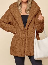 PRETTYGARDEN Women's Winter Warm Coats Hooded Faux Fur Sherpa Jacket  Fuzzy Fleece, Thumb Holes, Long Sleeve Pockets, Teddy Bear Jackets, Trendy Casual Fall Clothes, Holiday Going Out Outfits
