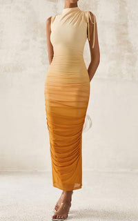 PRETTYGARDEN Women's Summer Maxi Floral Dresses Ruched Bodycon Sleeveless Mesh Formal Wedding Guest Cocktail Split Long Dress PRETTYGARDEN