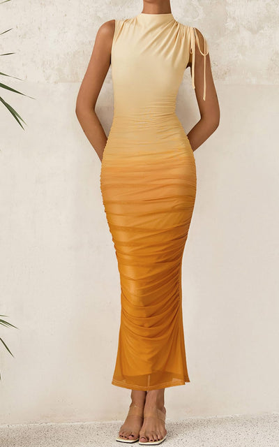 PRETTYGARDEN Women's Summer Maxi Floral Dresses Ruched Bodycon Sleeveless Mesh Formal Wedding Guest Cocktail Split Long Dress PRETTYGARDEN