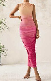 PRETTYGARDEN Women's Summer Maxi Floral Dresses Ruched Bodycon Sleeveless Mesh Formal Wedding Guest Cocktail Split Long Dress PRETTYGARDEN