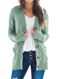 PRETTYGARDEN Women's Open Front Cardigan Sweaters Fall Fashion Button Down Cable Knit Chunky Winter Outerwear Coats