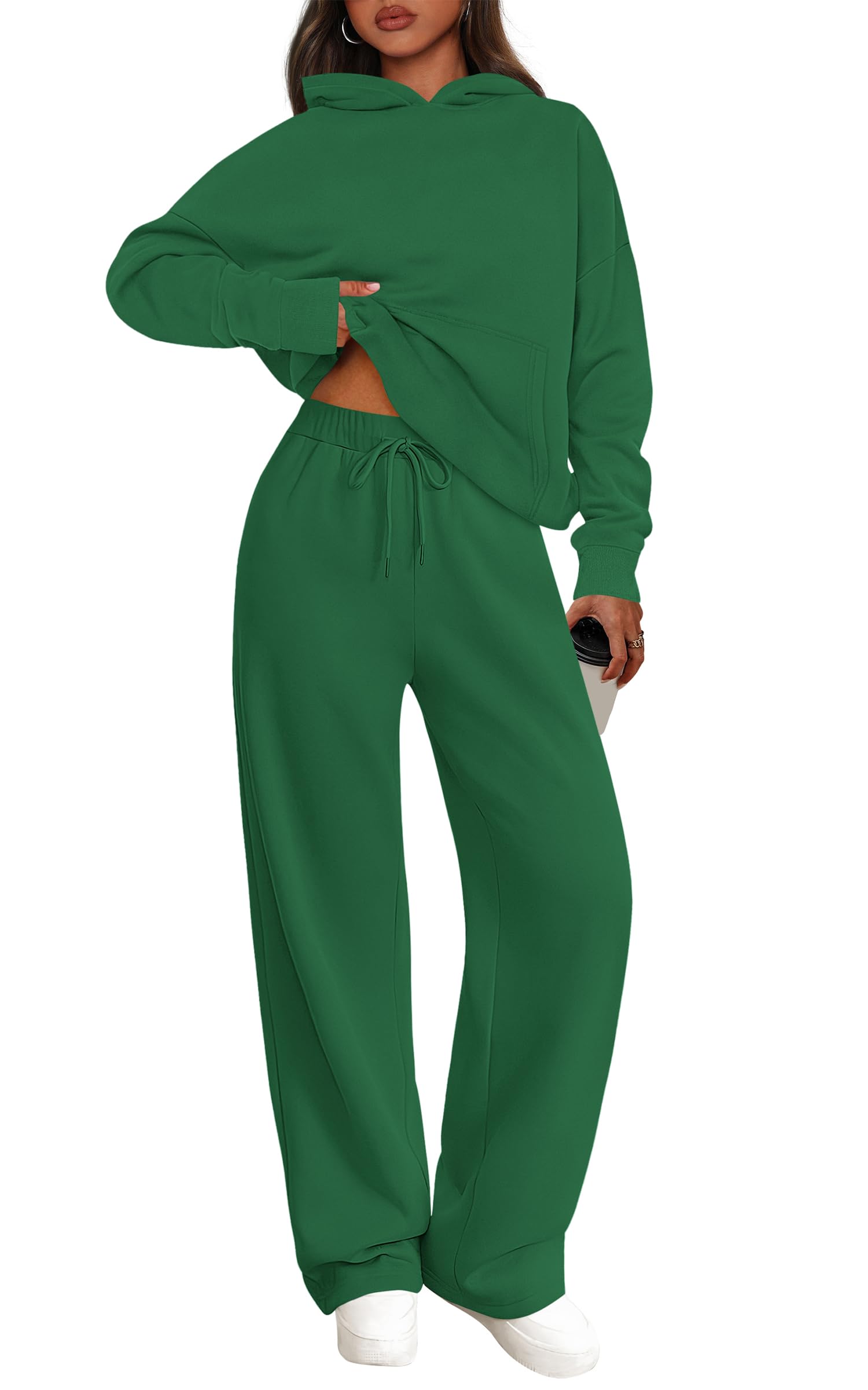 PRETTYGARDEN Women's 2 Piece Outfits Fall Sweatsuits Oversized Hoodies Wide Leg Sweatpants Tracksuits Lounge Matching Sets PRETTYGARDEN