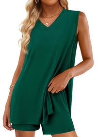 PRETTYGARDEN Women's Two Piece Lounge Set Summer Casual Oversized Shirts Biker Shorts Matching Airport Travel Outfit