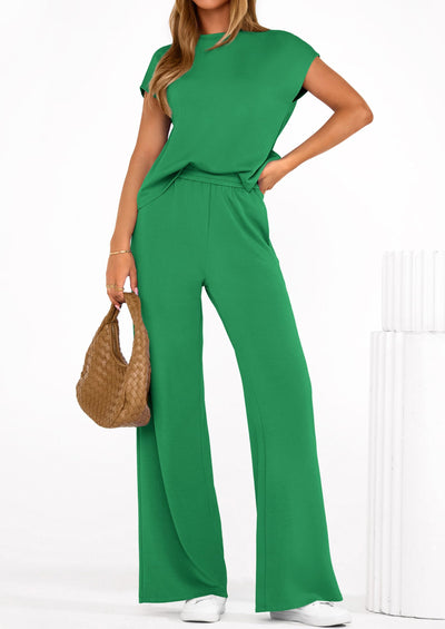 PRETTYGARDEN Womens 2 Piece Outfits Casual Cap Sleeve Lounge Set Summer Tracksuits Matching Sets Beach Fashion Travel Clothes PRETTYGARDEN