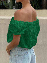 PRETTYGARDEN Women's Summer Off The Shoulder Tops Dressy Casual Puff Short Sleeve Embroidered Eyelet Cute Blouse Shirts PRETTYGARDEN