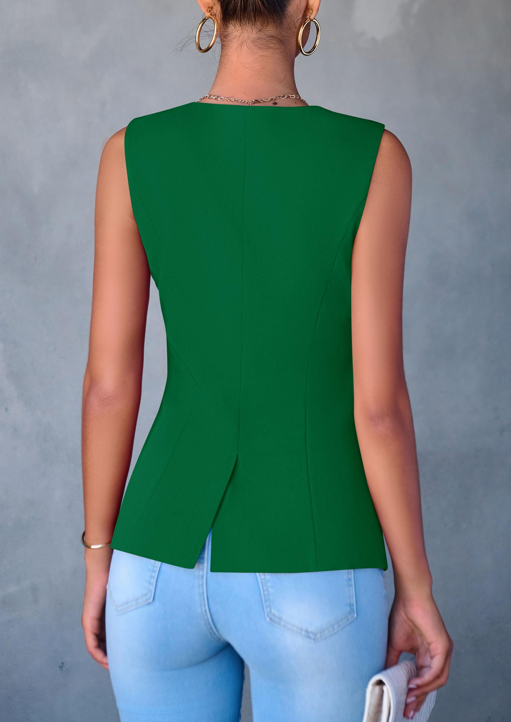 PRETTYGARDEN Women's Suit Vest Tops Summer Dressy Casual Business Button Sleeveless Trendy Fashion Blazer Waistcoat