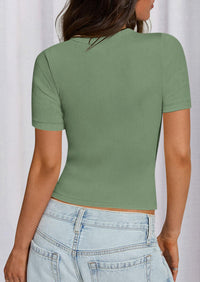 PRETTYGARDEN Women Summer Crew Neck Short Sleeve Tops Ribbed Knit Slim Fit Fashion Basic Tee Shirts Casual Going Out Top PRETTYGARDEN