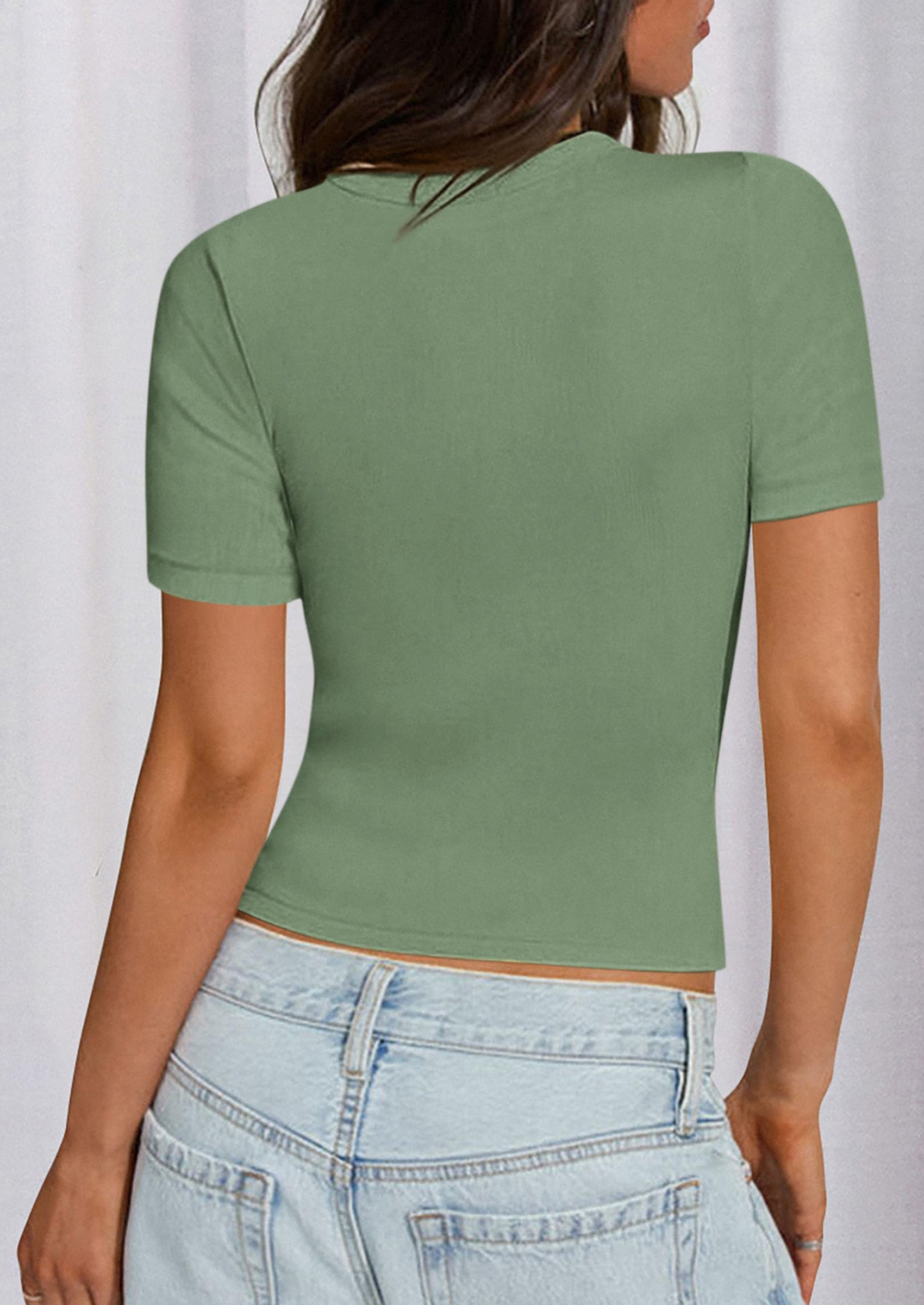 PRETTYGARDEN Women Summer Crew Neck Short Sleeve Tops Ribbed Knit Slim Fit Fashion Basic Tee Shirts Casual Going Out Top PRETTYGARDEN