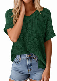 PRETTYGARDEN Women's Spring Short Sleeve Sweaters Lightweight V Neck Casual Going Out Summer T PRETTYGARDEN