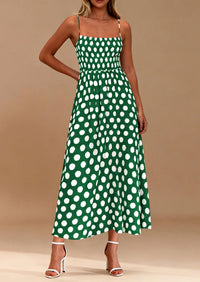 PRETTYGARDEN Womens Summer Dresses Spring Sleeveless Spaghetti Straps Casual Midi Dress Polka Dot Smocked Beach Sundress PRETTYGARDEN