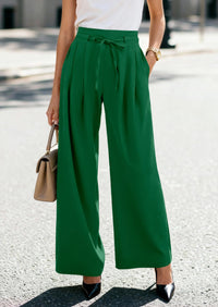 PRETTYGARDEN Women Wide Leg Pants Business Casual Elastic Waist Work Trousers Dressy Pants with Pockets PRETTYGARDEN
