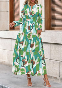 PRETTYGARDEN Women's Fall Boho Maxi Dresses Floral Long Sleeve V Neck Flowy Elegant Wedding Guest Dress Vacation Outfits