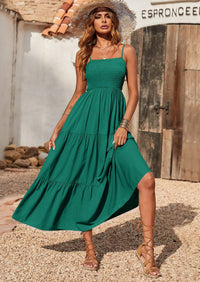 PRETTYGARDEN Women's Summer Maxi Dress Casual Boho Sleeveless Spaghetti Strap Smocked Tiered Long Beach Sundresses PRETTYGARDEN