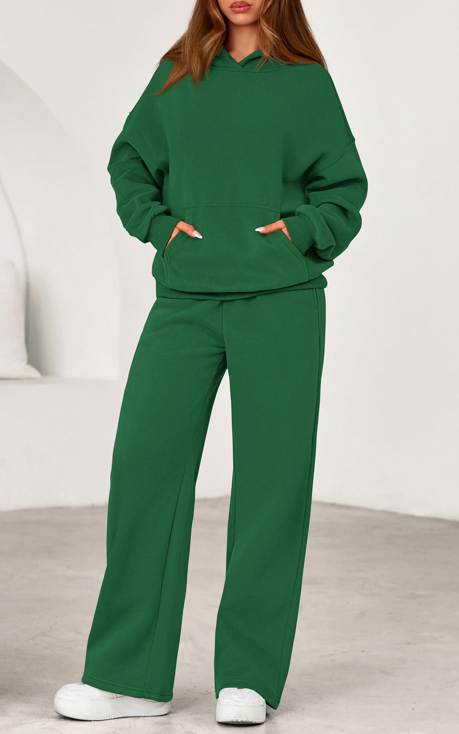 PRETTYGARDEN Women's 2 Piece Outfits Fall Sweatsuits Oversized Hoodies Wide Leg Sweatpants Tracksuits Lounge Matching Sets PRETTYGARDEN