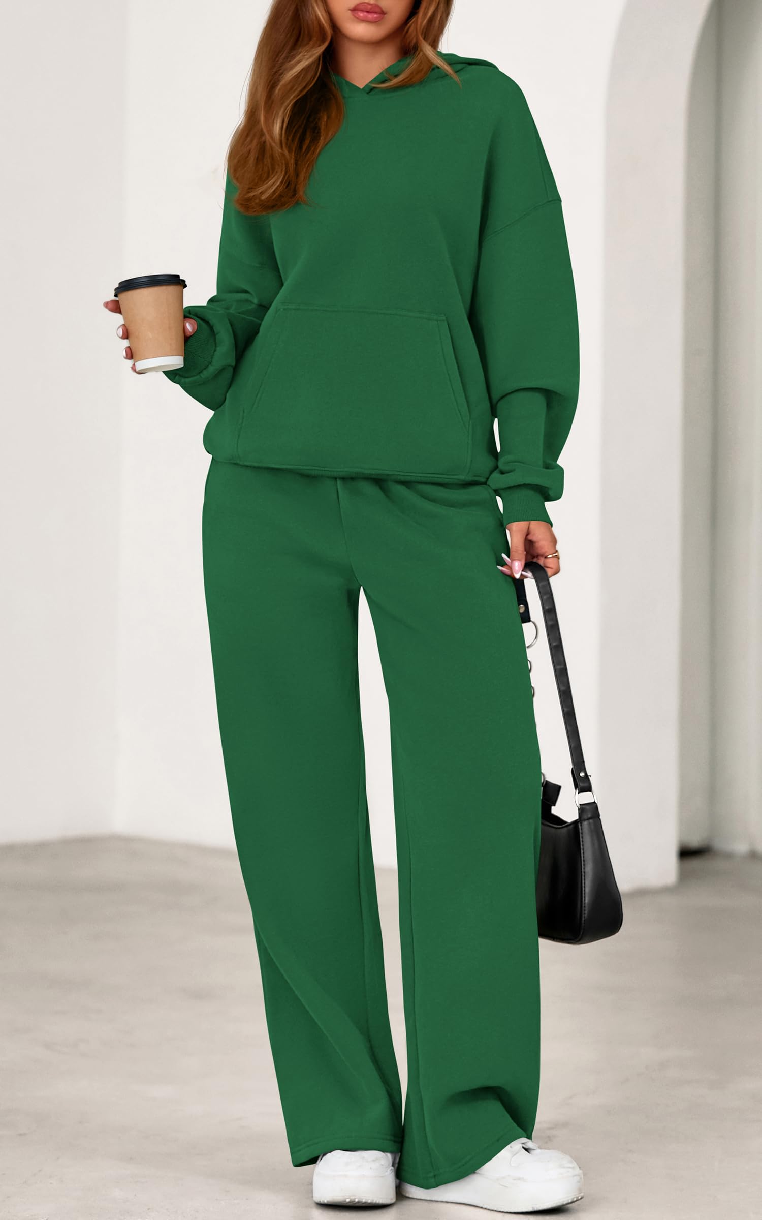 PRETTYGARDEN Women's 2 Piece Outfits Fall Sweatsuits Oversized Hoodies Wide Leg Sweatpants Tracksuits Lounge Matching Sets PRETTYGARDEN