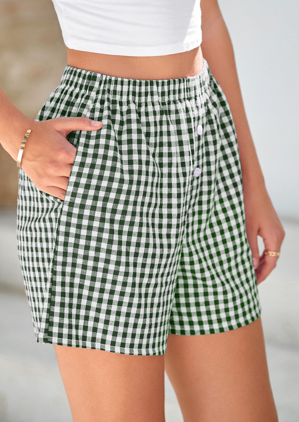 Womens Boxer Shorts 2025 Summer Casual Lounge Sleep Gingham Pajama Y2K Plaid Short Pants with Pockets