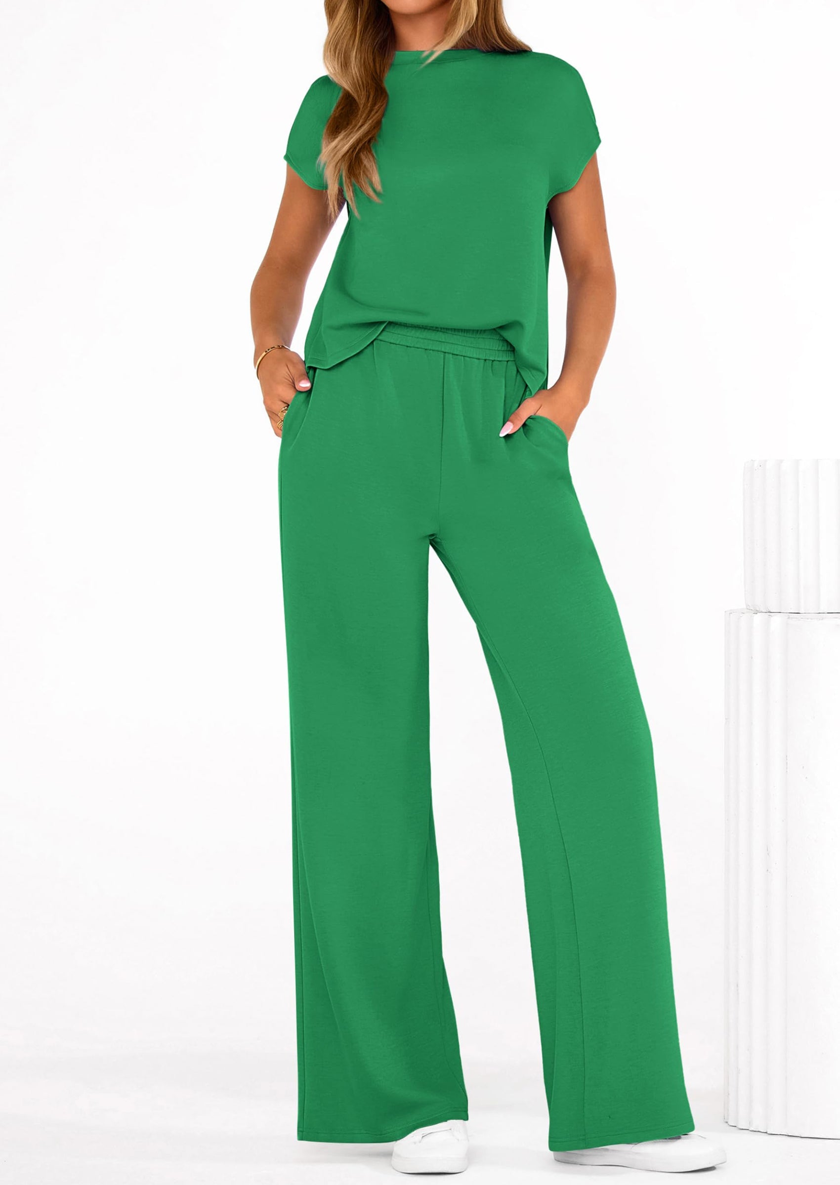 PRETTYGARDEN Womens 2 Piece Outfits Casual Cap Sleeve Lounge Set Summer Tracksuits Matching Sets Beach Fashion Travel Clothes PRETTYGARDEN