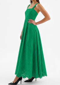 PRETTYGARDEN Womens Sleeveless Maxi Summer Dresses Hollow Out Eyelet Square Neck Ruffle Flowy Beach Vacation Sundress PRETTYGARDEN