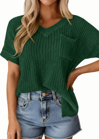 PRETTYGARDEN Women's Spring Short Sleeve Sweaters Lightweight V Neck Casual Going Out Summer T PRETTYGARDEN