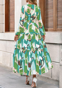 PRETTYGARDEN Women's Fall Boho Maxi Dresses Floral Long Sleeve V Neck Flowy Elegant Wedding Guest Dress Vacation Outfits