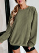 Women's Fall Oversized Sweatshirt Ribbed Corduroy Crewneck Long Sleeve Loose Fit Casual Going Out Pullover Tops