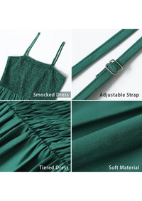 PRETTYGARDEN Women's Summer Maxi Dress Casual Boho Sleeveless Spaghetti Strap Smocked Tiered Long Beach Sundresses PRETTYGARDEN