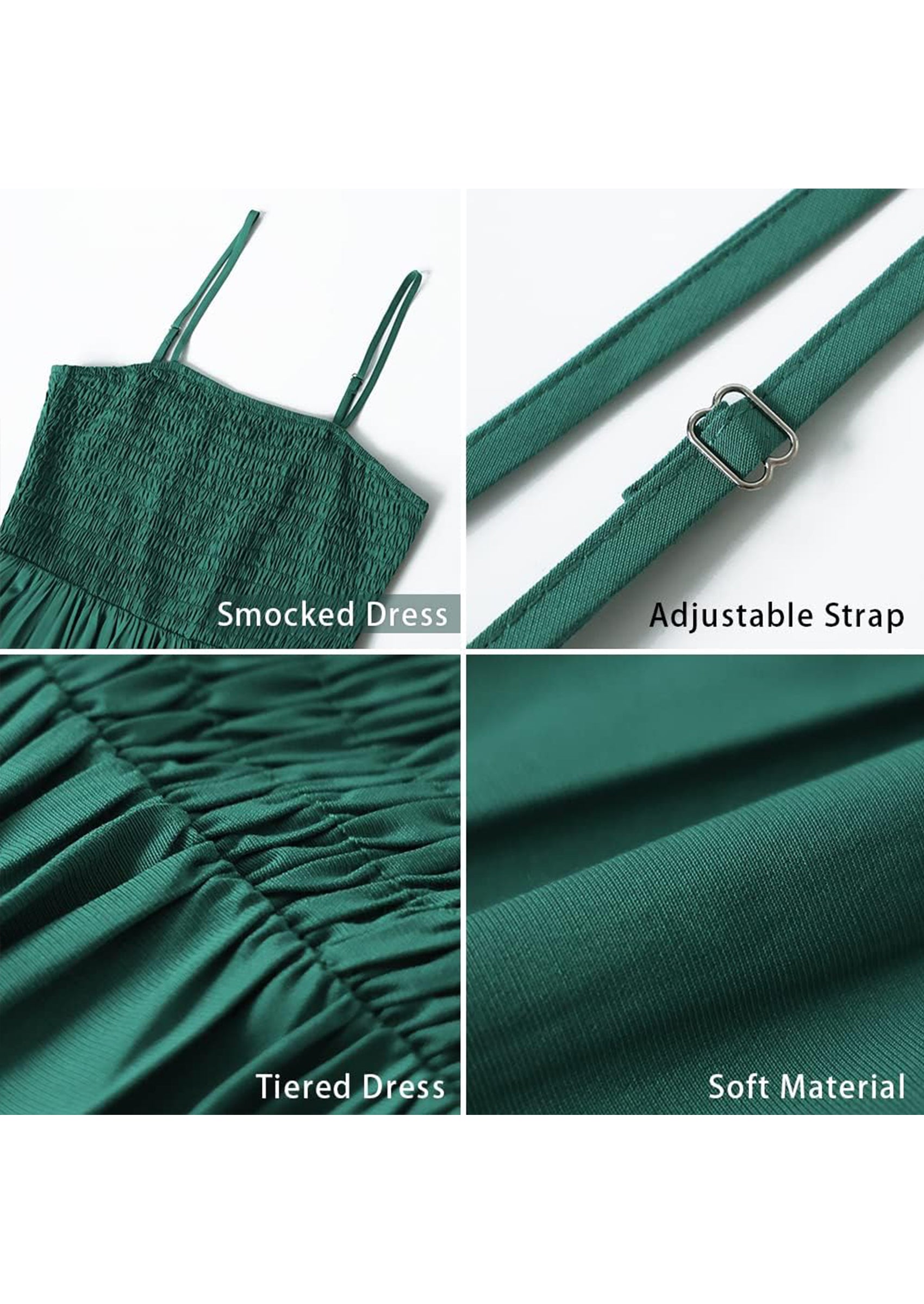 PRETTYGARDEN Women's Summer Maxi Dress Casual Boho Sleeveless Spaghetti Strap Smocked Tiered Long Beach Sundresses PRETTYGARDEN