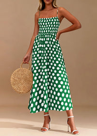 PRETTYGARDEN Womens Summer Dresses Spring Sleeveless Spaghetti Straps Casual Midi Dress Polka Dot Smocked Beach Sundress PRETTYGARDEN