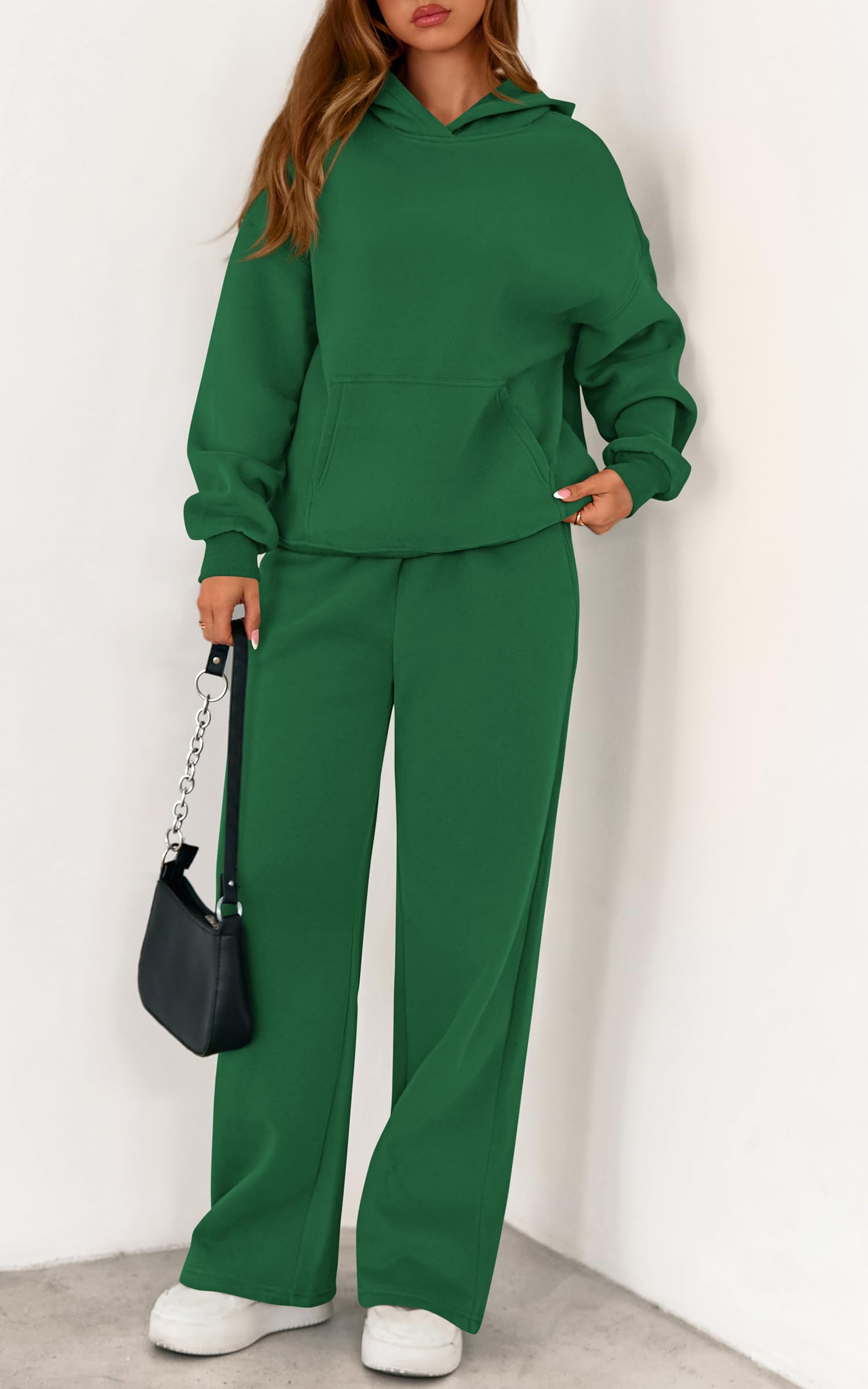 PRETTYGARDEN Women's 2 Piece Outfits Fall Sweatsuits Oversized Hoodies Wide Leg Sweatpants Tracksuits Lounge Matching Sets PRETTYGARDEN