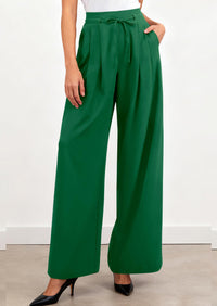 PRETTYGARDEN Women Wide Leg Pants Business Casual Elastic Waist Work Trousers Dressy Pants with Pockets PRETTYGARDEN