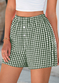 Womens Boxer Shorts 2025 Summer Casual Lounge Sleep Gingham Pajama Y2K Plaid Short Pants with Pockets