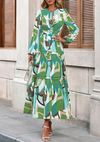 PRETTYGARDEN Women's Fall Boho Maxi Dresses Floral Long Sleeve V Neck Flowy Elegant Wedding Guest Dress Vacation Outfits