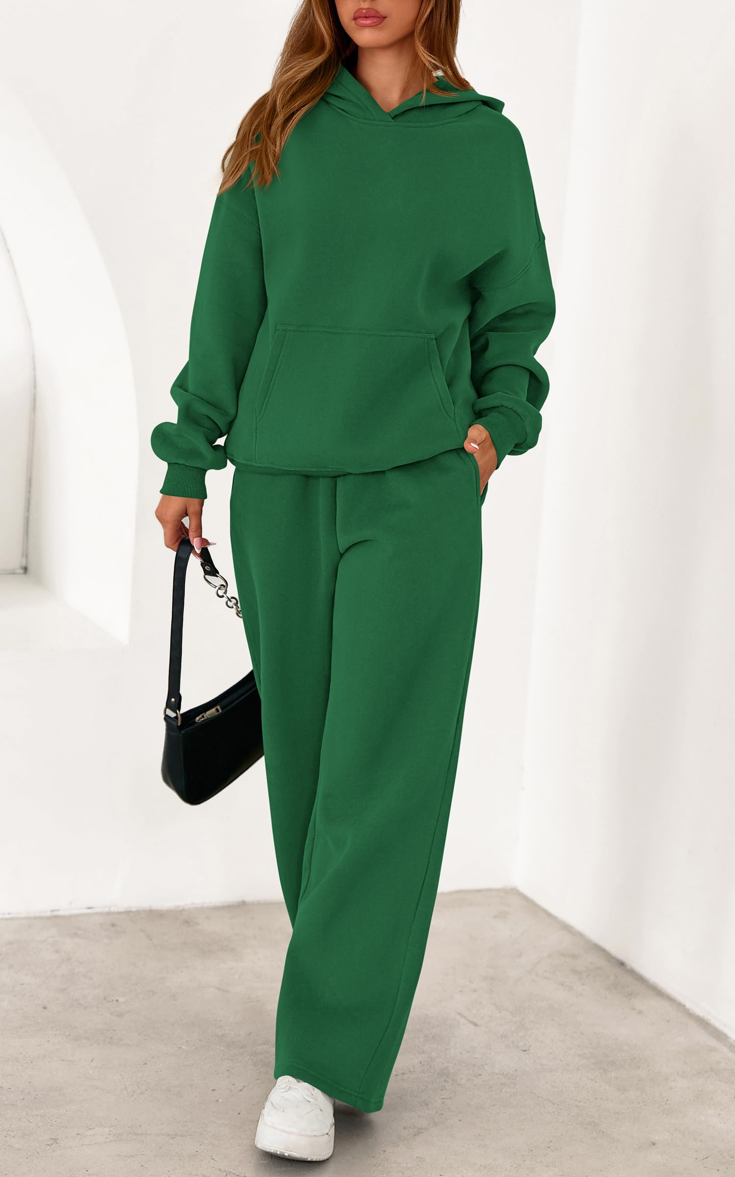 PRETTYGARDEN Women's 2 Piece Outfits Fall Sweatsuits Oversized Hoodies Wide Leg Sweatpants Tracksuits Lounge Matching Sets PRETTYGARDEN