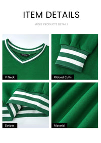 PRETTYGARDEN Women's Oversized Sweatshirts Casual Long Sleeve Stripes Knit V Neck Pullover Top Fall Teens Preppy Clothes