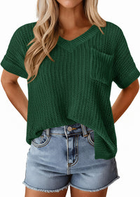 PRETTYGARDEN Women's Spring Short Sleeve Sweaters Lightweight V Neck Casual Going Out Summer T PRETTYGARDEN